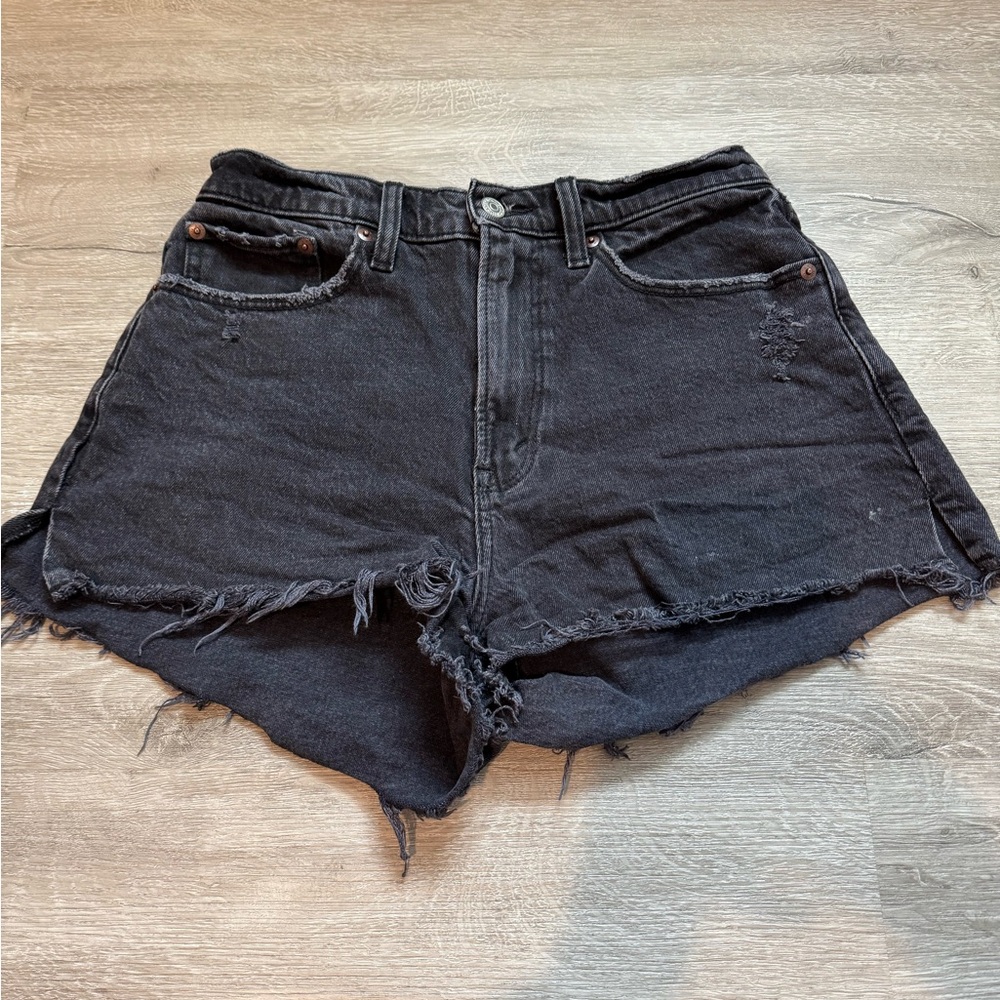 Abercrombie & Fitch - Curve Love, The Mom High Rise Shorts - 6 / 28, Black